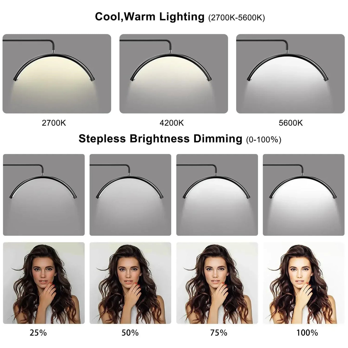 LED Beauty Light Half Moon Floor Standing