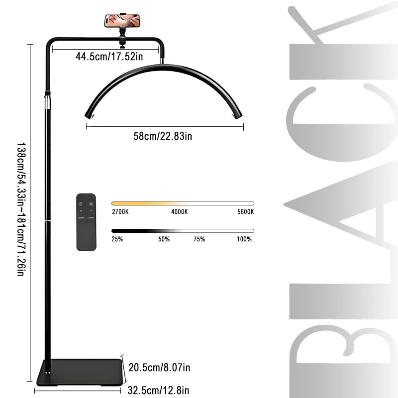LED Beauty Light Half Moon Floor Standing